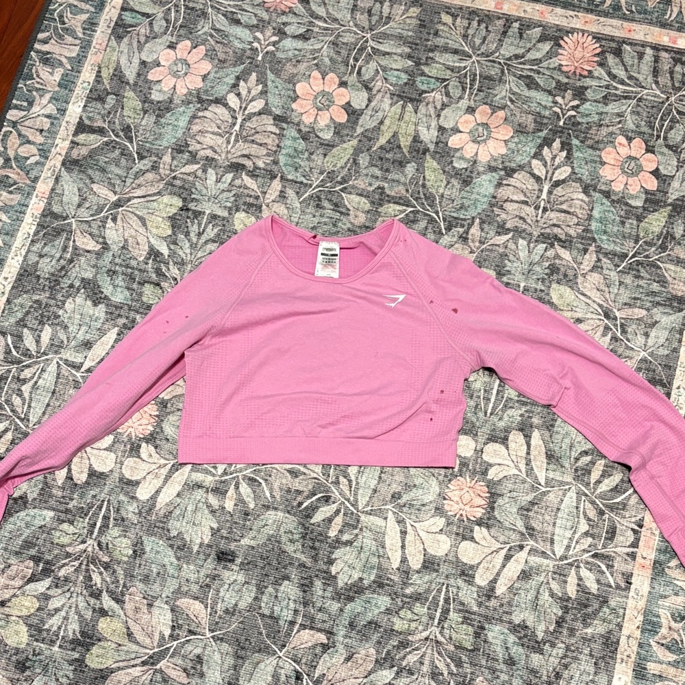 Gymshark Pink Long-Sleeve Cropped Workout Top